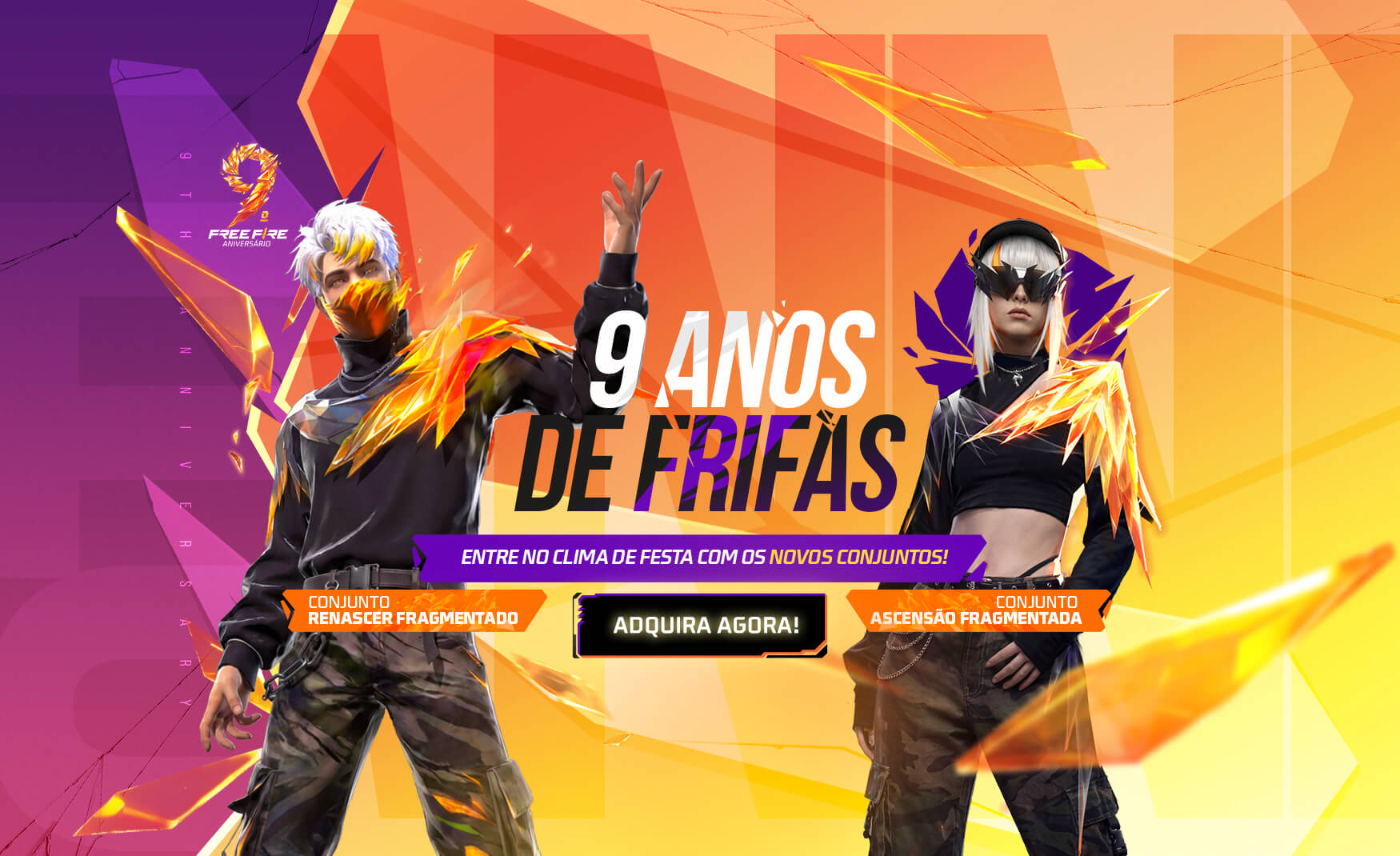 Vira Carta Free Fire com Conjunto Renascer Fragmentado