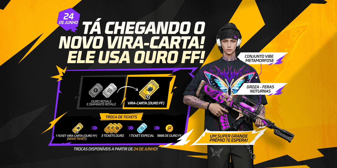 Vira Carta Free Fire com Conjunto Vibe Metamorfose