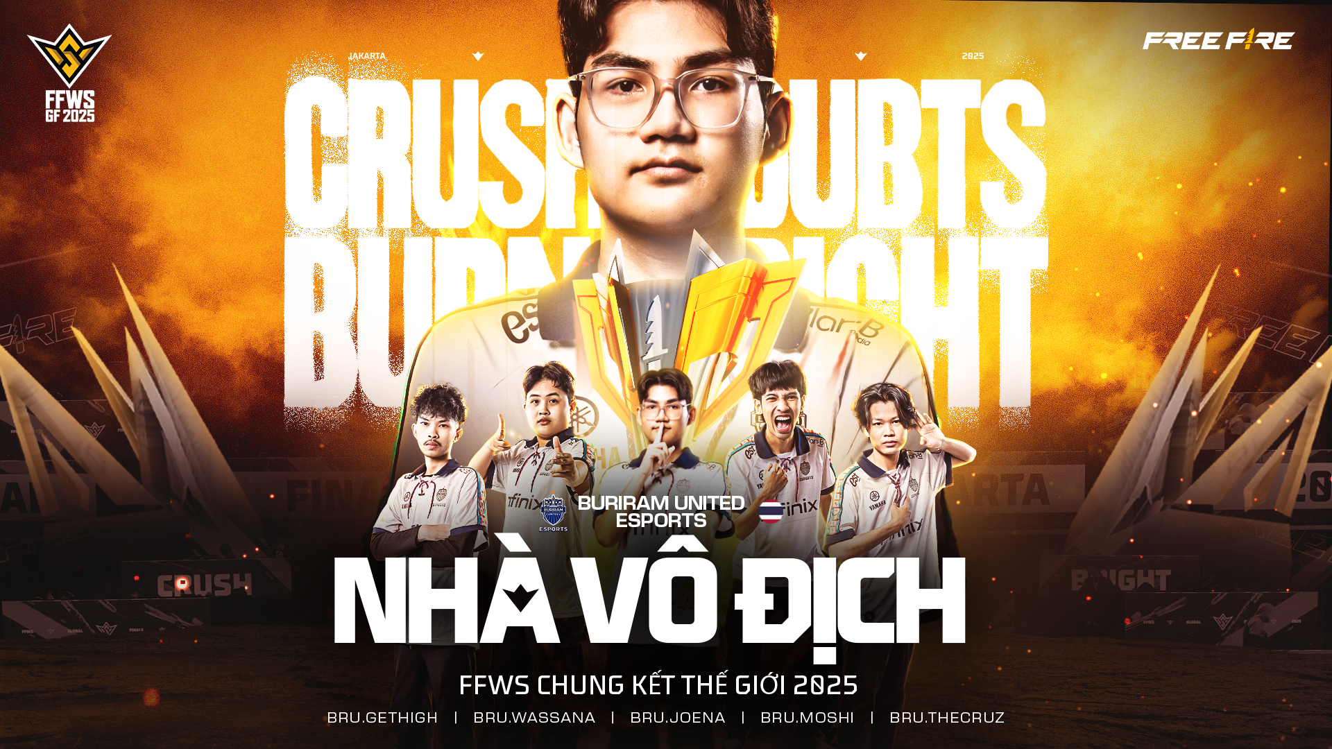 Đội Tuyển Buriram United Esports Thái Lan Trở Thành Nhà Vô Địch Free Fire Thế Giới