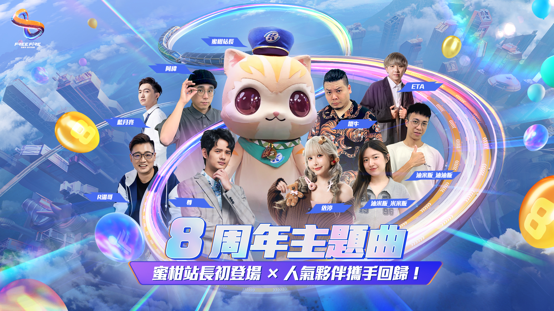 《Garena Free Fire》8 周年攜手高雄捷運打造夢幻聯名！人氣站長「蜜柑」領航經典夥伴暖心回歸  邀玩家展開回憶交織的無限之旅