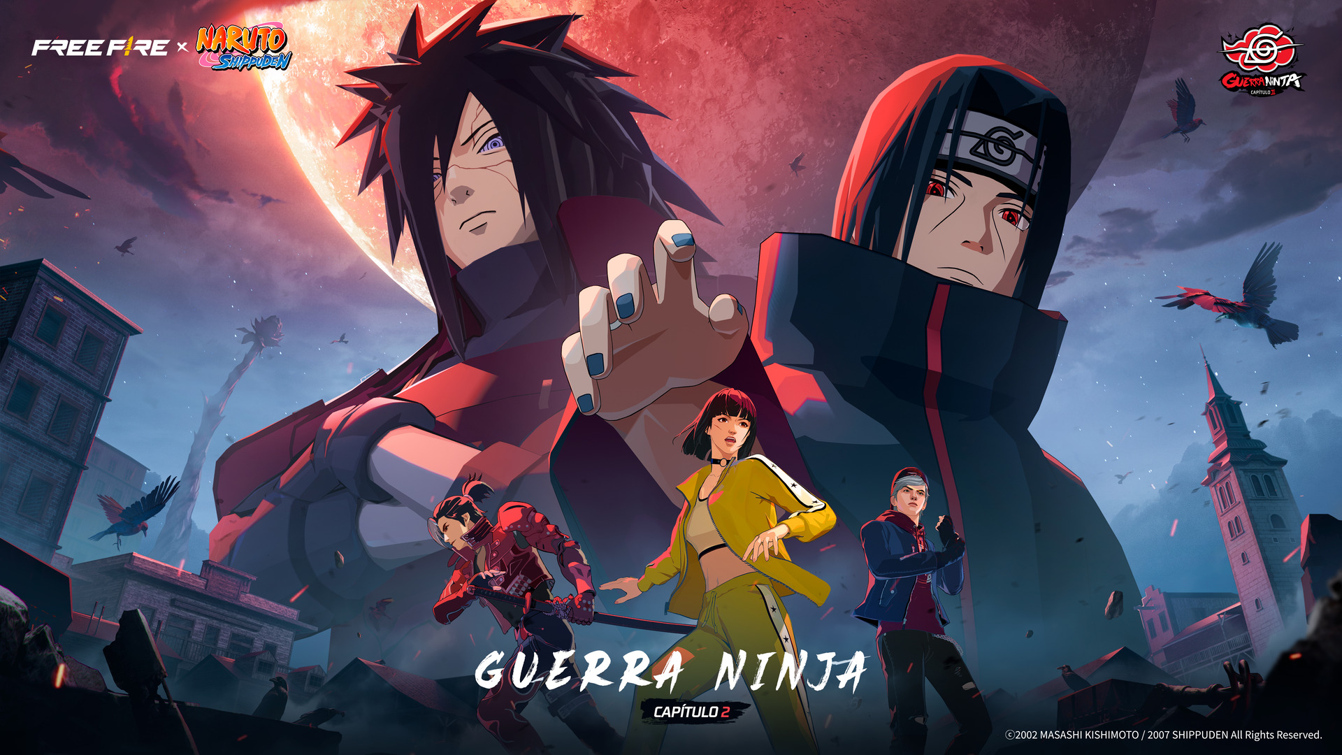 A batalha recomeça em Free Fire x NARUTO SHIPPUDEN Capítulo 2: Guerra Ninja, disponível de 31 de julho a 31 de agosto