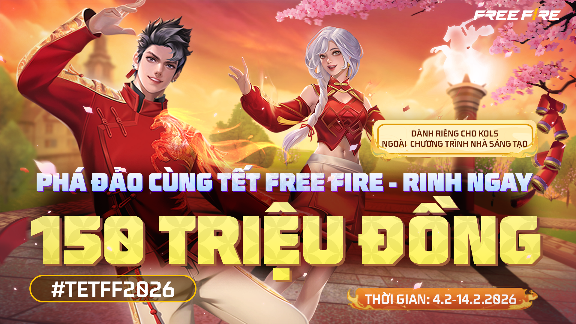 PHÁ ĐẢO CÙNG TẾT FREE FIRE: RINH NGAY 150 TRIỆU ĐỒNG!