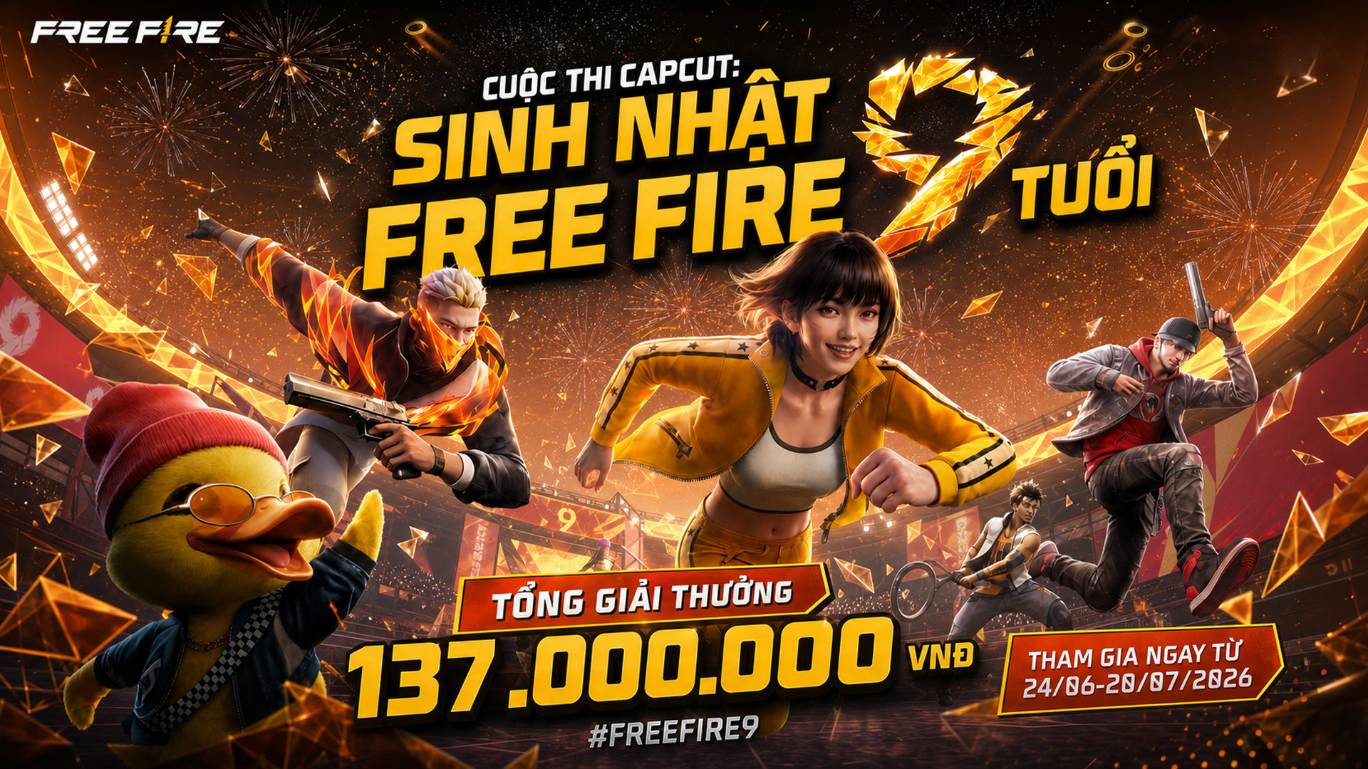 CUỘC THI CAPCUT: SINH NHẬT FREE FIRE 9 TUỔI